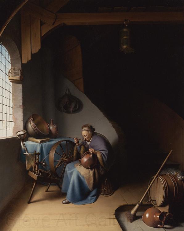 Gerrit Dou An Interior with a Woman eating Porridge (mk33)